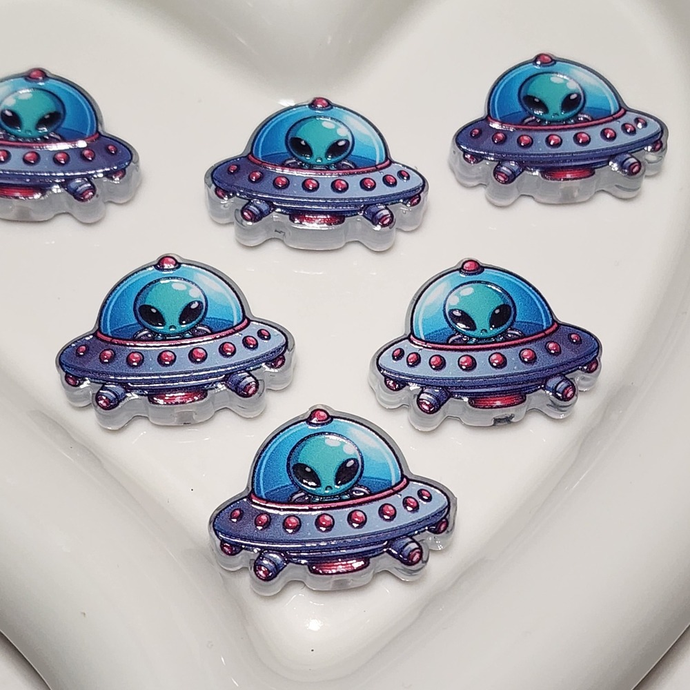 Alien Spaceship Beads 2 Pcs Focal Beads Beaded Pen Jewelry Charms Acrylic